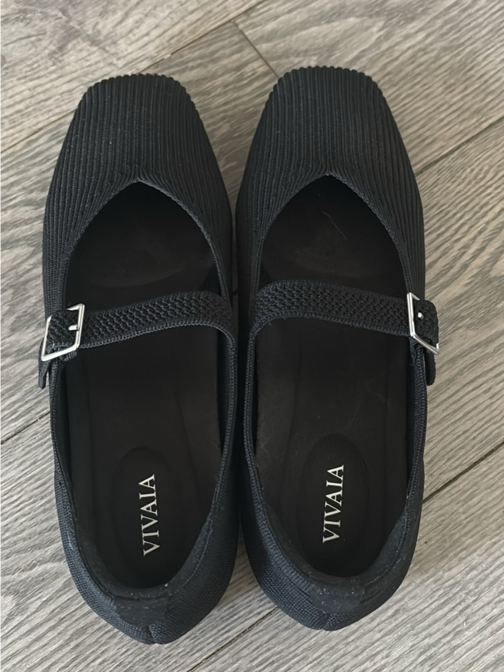 Vivaia Square-Toe Mary Janes (Margot Mary Jane) Black Size 7